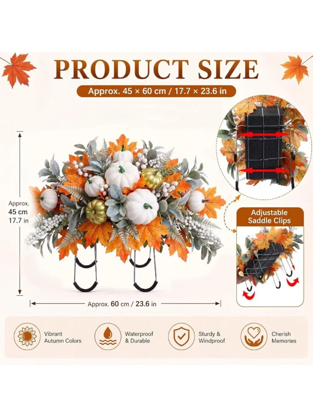 Autumn Floral Arrangement for Grave Decoration | Fall Pumpkins & Silk Flowers